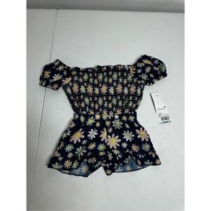 NWT Samara Baby Girl Romper Floral Print Black Yellow Size 18 M